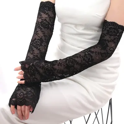 Image de Gants Sans Doigts Dentelle - Protection Solaire Été