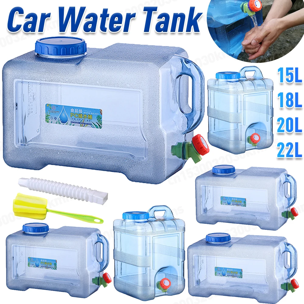 Imagen de Depósito Portátil de Agua Potable con Grifo - Tanque de Almacenamiento para Acampada, Cocina al Aire Libre, Picnics y Senderismo (5-22L)