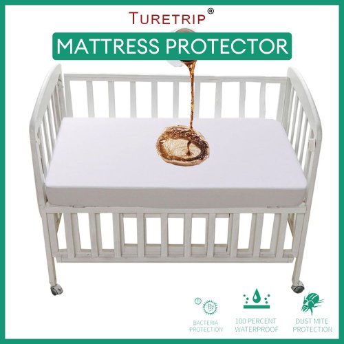 Afbeelding van Baby waterdichte matrasbeschermer hoeslaken ademend en geruisloos wieg peuter babymatrashoes