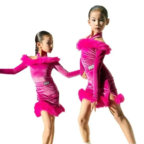 Image de Robe de Danse Latine Enfant - Velours & Plumes