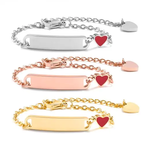Image de Bracelet Cœur Personnalisé - Bijou Enfant en Acier Inoxydable