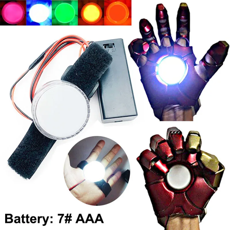 Bild von LED-Handschuh mit Lichteffekt – DIY-Cosplay-Zubehör für Iron Man Tony Stark, Palm-Lichter, Batteriebetrieben, AAA-Batterien, perfekt für Kostüme und Events