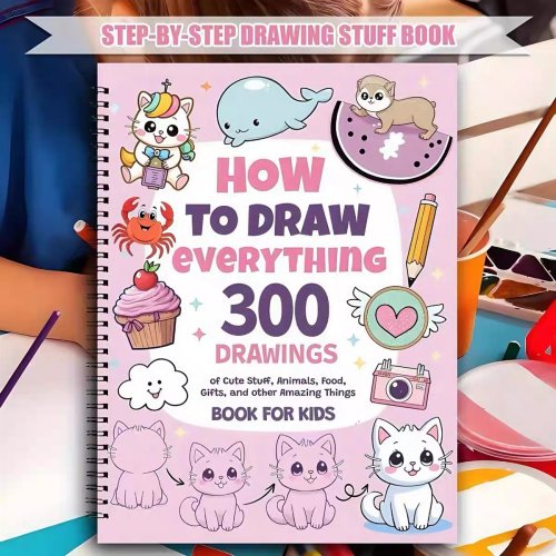 Immagine di Libro da Colorare per Bambini: 300 Disegni di Animali Adorabili, Alimenti Bellissimi e Modelli Creativi – Libro di Disegno Decomposto per Imparare a Disegnare con Facilità