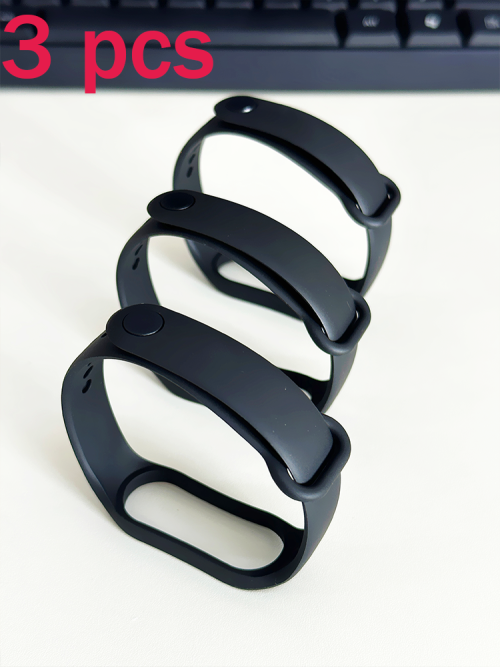 Image of 3-Pack Silicone Watch Band Replacement for Xiaomi Mi Band 7, 6, 5, 4, 3, 9 – Sporty, Comfortable & Durable Wrist Strap for Smartwatch Accessories
