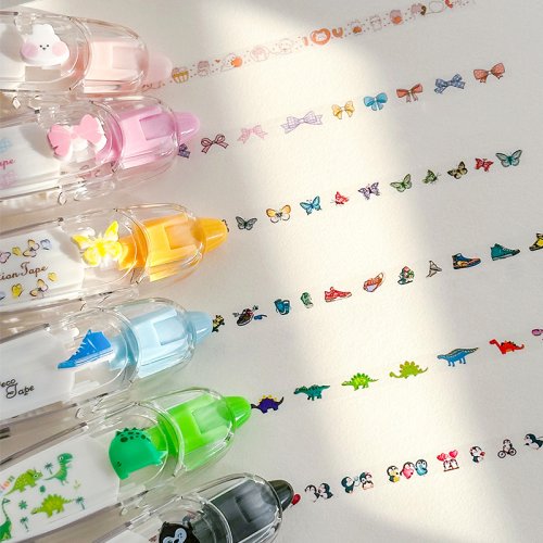Immagine di Nastro correttore decorativo con motivi fai da te per personalizzare diari, quaderni e materiali scolastici