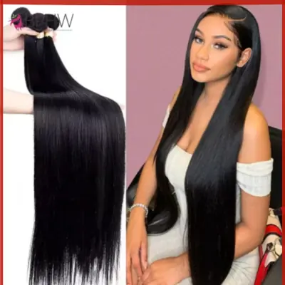 Image de Extensions cheveux brésiliens lisses 30 pouces naturels 100g