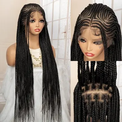 Image de Perruque Tresse Afro Synthétique Dentelle Frontale