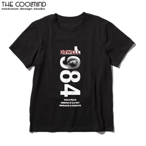Immagine di Coolmind U0014-T2 1984 Stampa grafica Maglietta da uomo O-Collo Maglietta allentata da uomo 100% cotone Tee Shirts