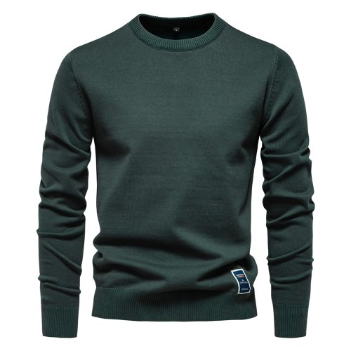 Imagen de Suéter de Cuello Redondo para Hombre en Punto de Lana, Jersey de Color Sólido, Ropa Informal de Alta Calidad para Exteriores