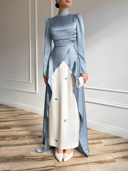 Afbeelding van Elegante Moslim Jurk voor Vrouwen - Satijn Abaya met Lange Mouwen, Caftan Stijl, Islamitische Mode voor Ramadan en Feesten 2023