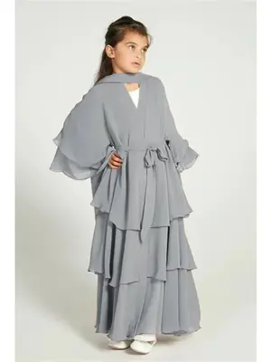 Image de Abaya Enfant en Mousseline de Soie - Robe Musulmane Élégante