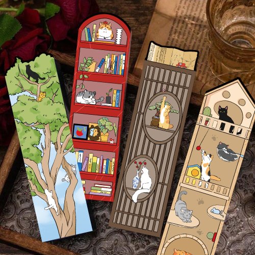 Image of 30-Piece Cartoon Cat World Bookmark Set – Waterproof Reading Bookmarks for Students, Laptops, and Travel – Fun Graffiti-Style Page Markers for Graduation Gifts and School Supplies