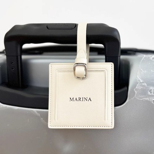 Imagen de Etiqueta de Viaje Personalizada con Estampado en Caliente Plateado, Etiqueta de Equipaje de Alta Calidad con Nombre Impreso, Ideal para Bolsas de Viaje