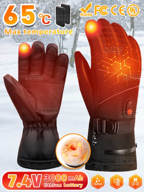 Immagine di Guanti Riscaldati da Uomo Ricaricabili tramite USB, Guanti Termici Invernali con Riscaldamento Elettrico, Touchscreen per Moto e Sci