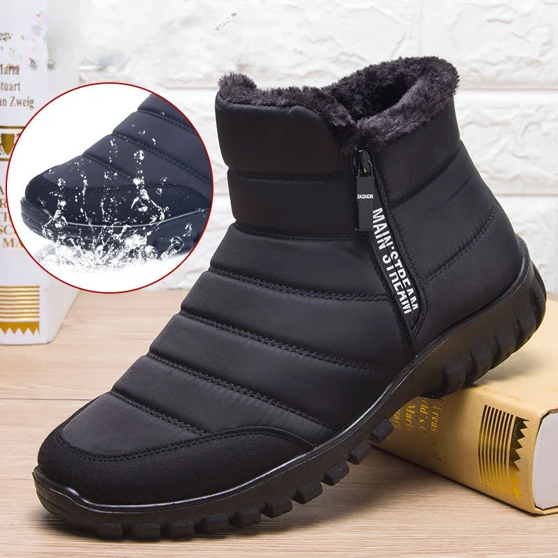 Immagine di Stivali da neve invernali da uomo alla caviglia Scarpe antiscivolo impermeabili per uomo Casual Tenere al caldo Peluche Taglie forti Calzature per coppia Chaussure Homme66