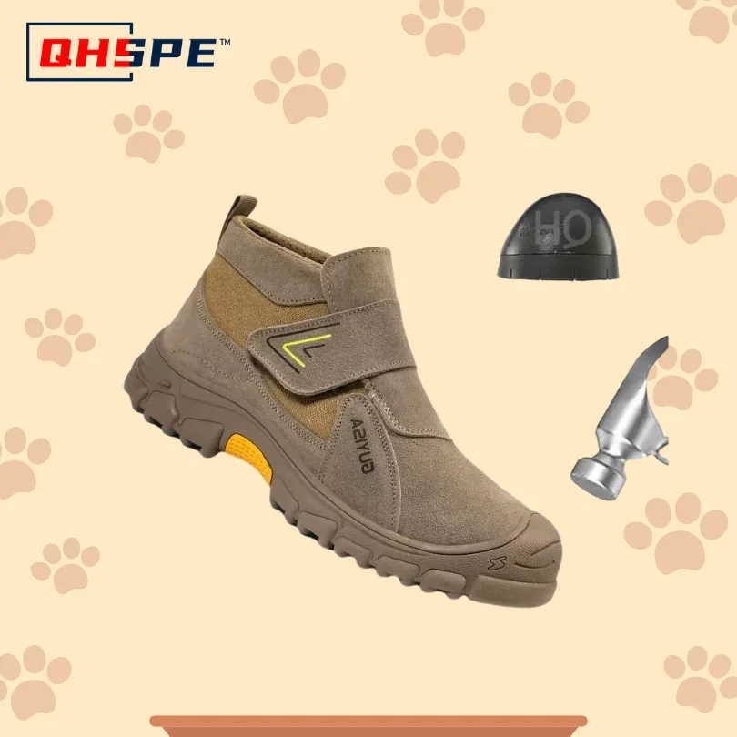 Imagen de Botas de Seguridad para Soldar con Punta de Acero, Antiescaldaduras y Resistente al Desgaste para Hombres y Mujeres - Zapatos de Trabajo en Genuina Gamuza