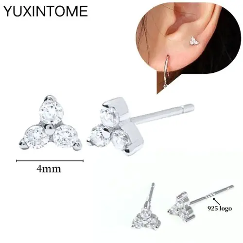 Image de Boucles d'oreilles en argent 925 avec cristaux blancs