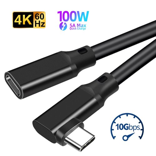 Image de Câble USB-C 90° - Charge Rapide 100W & Transfert 10Gbps