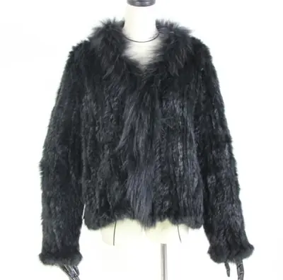 Image de Manteau en Fourrure de Lapin & Raton Laveur pour Femme