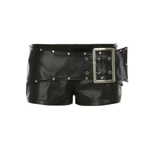 Image de Short en Cuir Y2K Femme - Style Spice Girl Punk
