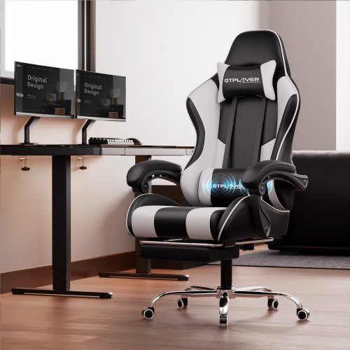 Image de Chaise Gaming Ergonomique avec Massage et Repose-Pieds