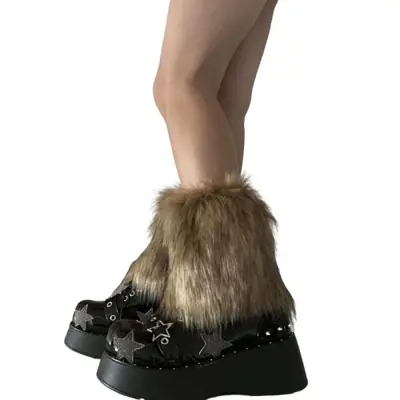 Image de Jambières Peluche Fausse Fourrure - Style Y2K & JK