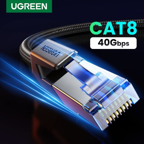 Immagine di Cavo Ethernet Cat 8 Ugreen Intrecciato Schermato da 40 Gbps - Cavo di Rete LAN RJ45 a Alta Velocità per Router, PC, Modem, PS5 e Xbox