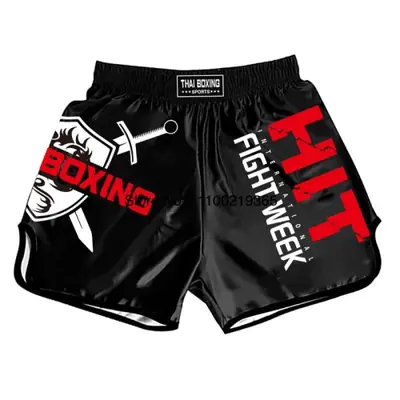 Image de Shorts de Muay Thai & Kickboxing - Noir avec Broderie Thaïlandaise