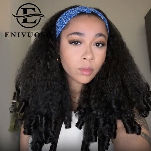 Immagine di Parrucca Afro Riccia Naturale in Capelli Sintetici Intrecciati per Donne Nere – Trama Diritta con Estremità Riccia Rimbalzante
