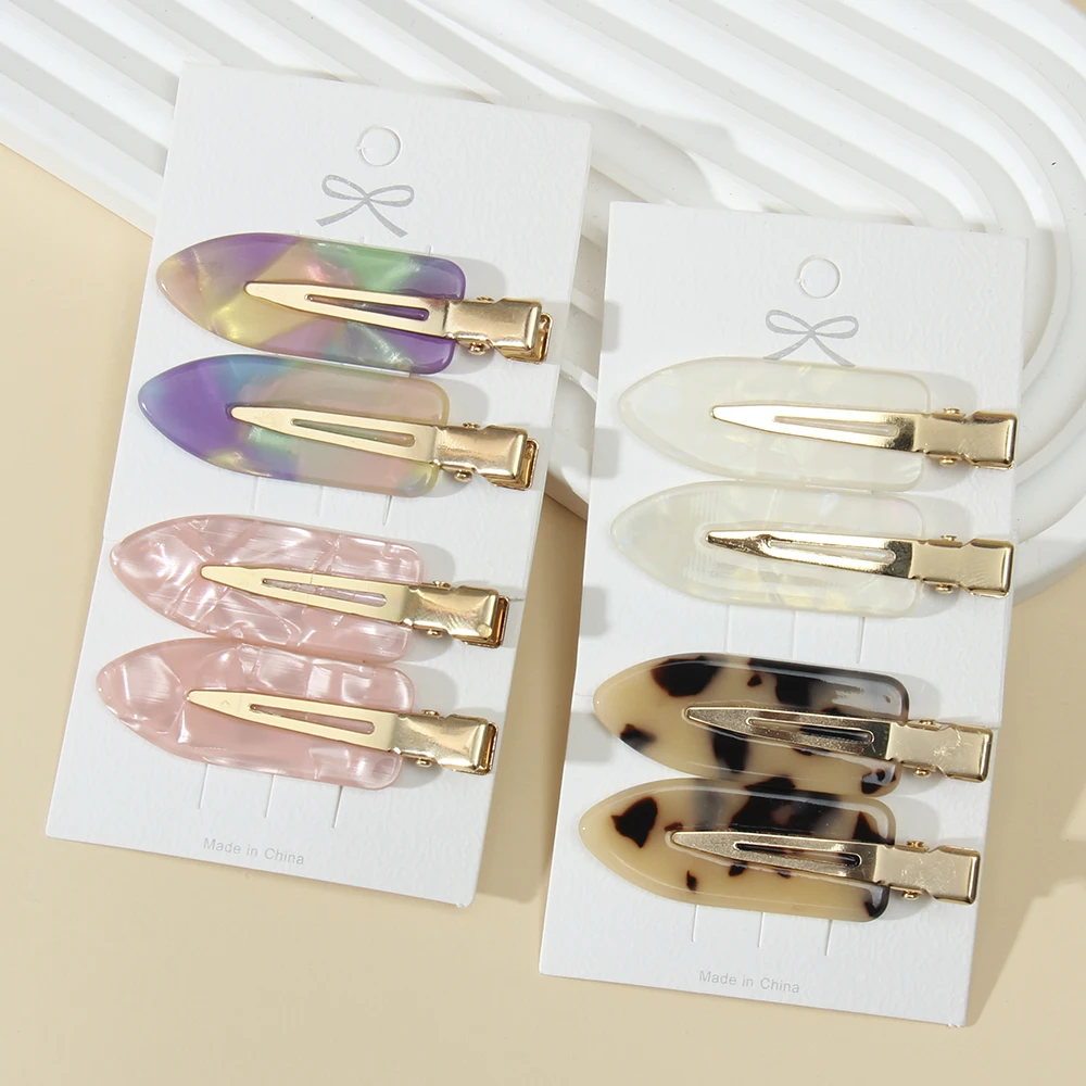 Zdjęcie Zestaw klipsów do włosów w stylu leopard, bez zakrzywiania, z akrylowej płytki – eleganckie i praktyczne narzędzie do stylizacji włosów dla kobiet