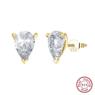 Image de Boucles d'oreilles en argent 925 avec zircones goutte d'eau
