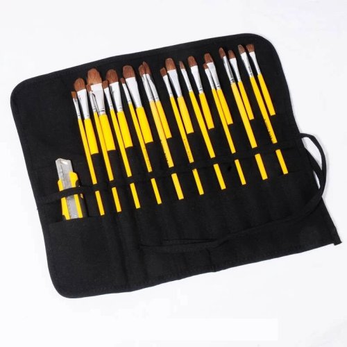 Imagen de Bolsa de almacenamiento de lona para pinceles de pintura, 22 ranuras, pinceles de acuarela y Gouache...