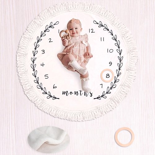Afbeelding van Ylsteed Flanel Maand Mijlpaal Deken Baby Eerste Jaar Kalender Maandelijkse Groeigrafiek Douche Cadeau Pasgeboren Fotografie Achtergrond