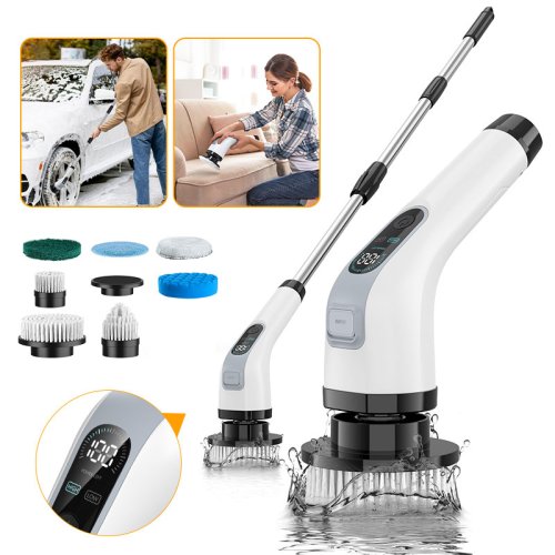 Afbeelding van Draadloze Elektrische Reinigingsborstel met 7 Interchangeable Koppen – Multifunctionele Spin Cleaner voor Keuken en Badkamer