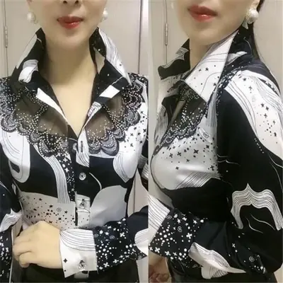 Image de Chemisier Femme Été en Mousseline de Soie avec Dentelle