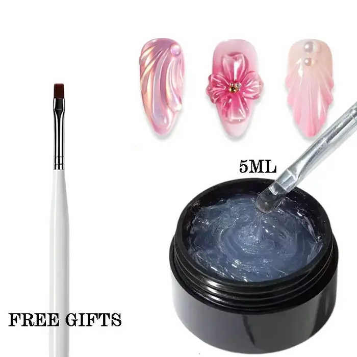 Image de Gel 3D Transparent + Poudre Miroir pour Nail Art Métallique