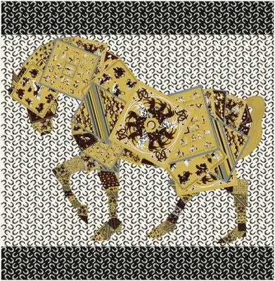 Image de Écharpe Soie Damier Classique 90cm - Luxe & Élégance