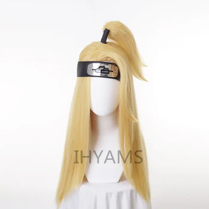 Image de Perruque Deidara Cosplay Dorée - Cheveux Longs Synthétiques