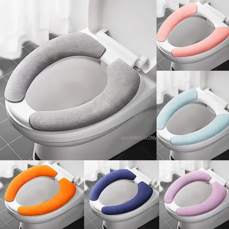 Immagine di Set di 2 Coprisedili Universali per WC in Morbida Pasta di Poliestere, Lavabili e Antiscivolo, Ideali per Riscaldare il Sedile del Water in Bagno