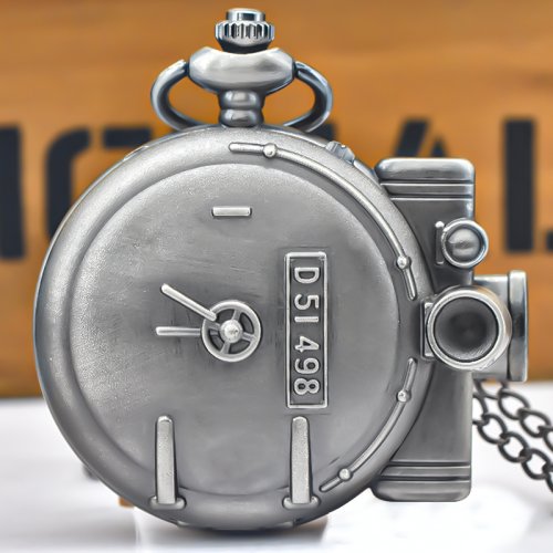Immagine di Orologio da tasca al quarzo intagliato con treno a vapore Steampunk in bronzo vintage, collana con ciondolo, catena per orologio, uomo, donna, catena regalo