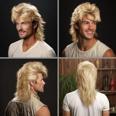 Image de Perruque Blonde Longue Punk Homme Années 70-80