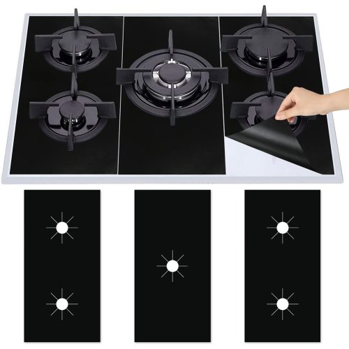Image of Premium 1-Set 5-Hole Gas Stove Pad Protective Cover – Reusable Non-Stick Kitchen Stovetop Protector for Easy Cleaning & Scratch Resistance