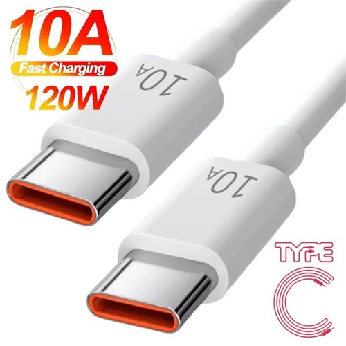 Imagen de Cable USB-C a USB-C de 10A para Carga Rápida de 120W, Cable de Datos y Carga Super Rápida Compatible con Samsung, Xiaomi, Huawei y Otros Dispositivos