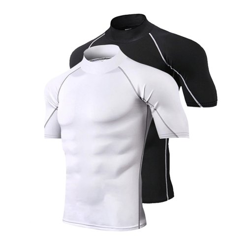 Imagen de Camiseta de compresión para hombre, ropa deportiva de culturismo, camisetas de entrenamiento de secado rápido de manga corta, camisetas deportivas, camiseta para gimnasio y correr para hombre
