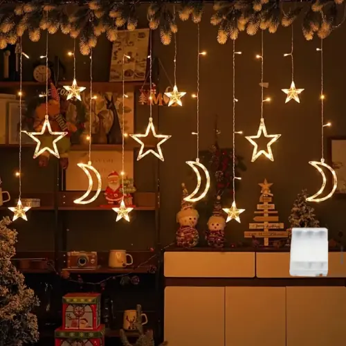 Image de Guirlande Lumineuse Solaire Étoile Lune - 8 Modes LED