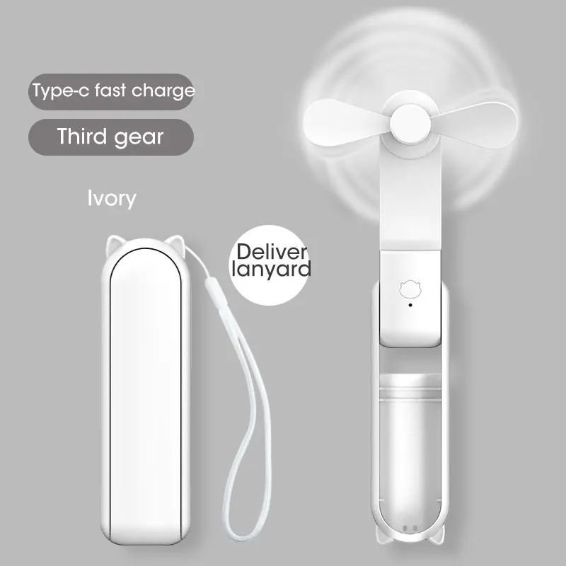 Zdjęcie Mini przenośny wentylator 2000mAh USB, ładowalny, składany, ręczny wentylator biurkowy, cichy, składany, do biura, domu, przenośny power bank