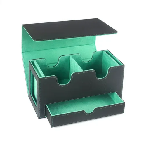 Afbeelding van 3-in-1 Trading Commander Card Deck Case PU lederen kaartopbergdoos Houdt 200+ magnetische sluiting Kaarthouder voor PKM MTG TCG Game