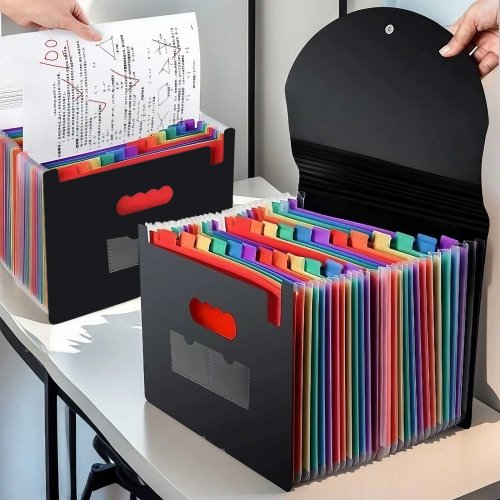 Immagine di Borsa per Documenti da Ufficio Stonego con Patta Sigillata su Tre Lati, Griglia 13x25 cm, Design Duraturo e Impermeabile