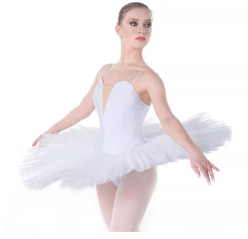 Immagine di Tutù da Balletto Professionale per Adulti e Bambini - Costume da Ballerina Lago dei Cigni con Tutù Pancake in Rete Leggera e Morbida