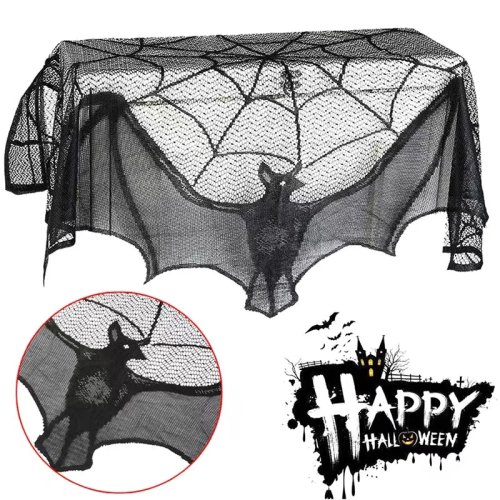 Image de Rideau Dentelle Chauve-Souris Noire Halloween